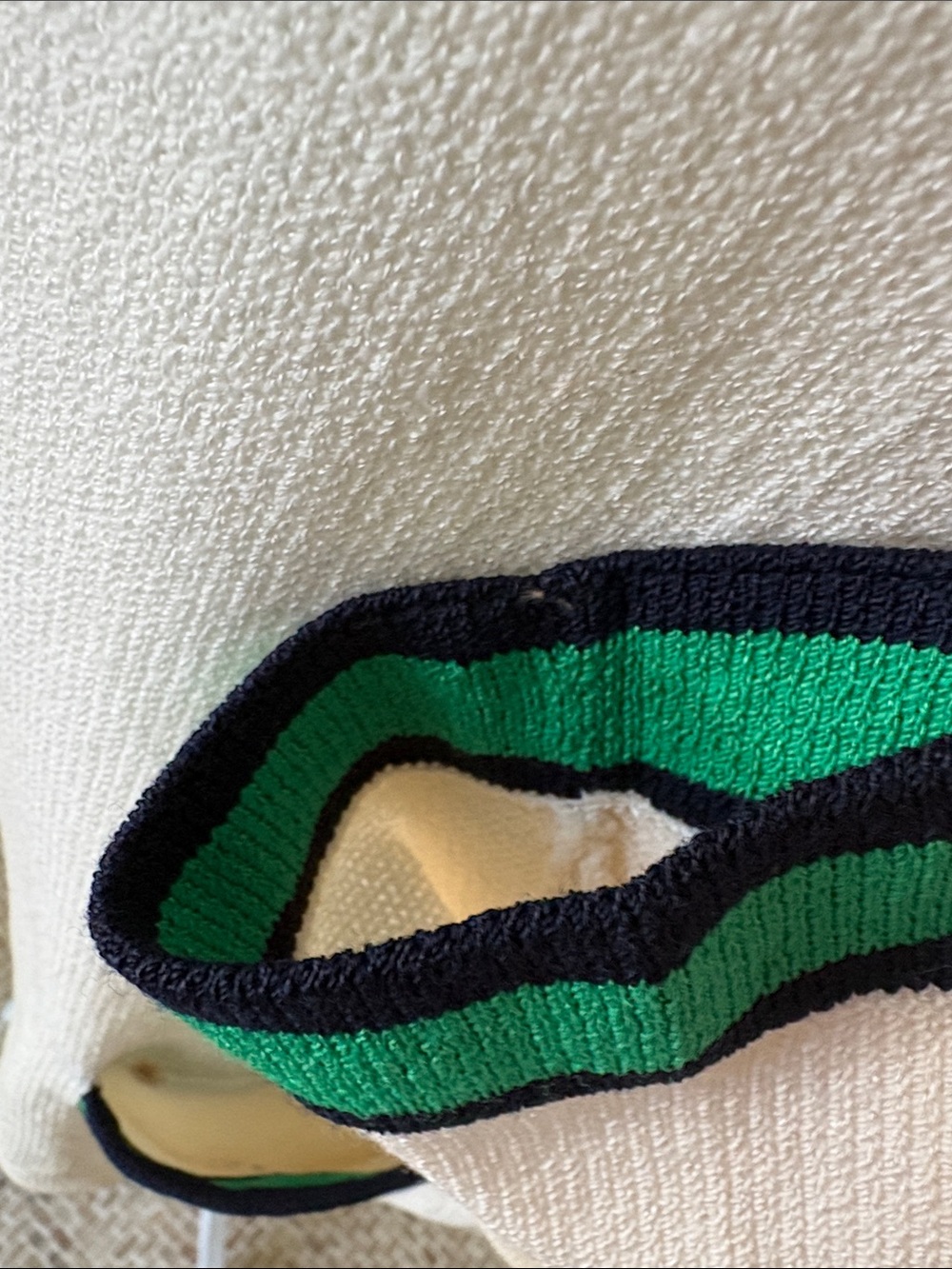 ST JOHN Cream Cardigan Sweater with Green & Black Trim - Picture 11 of 16